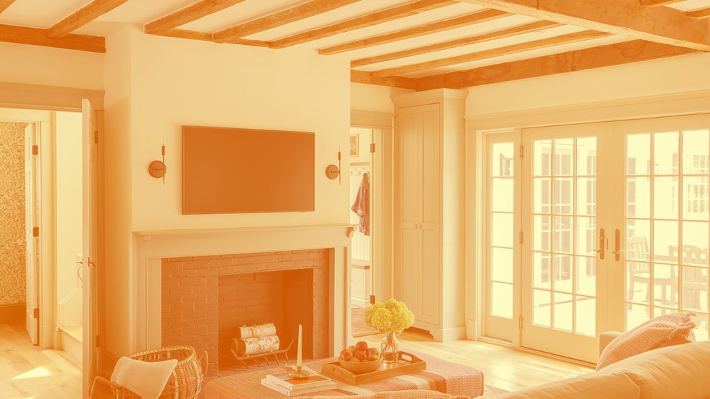 Stylized photograph of a the living room in a historic home renovation project by G.F. Driscoll Construction